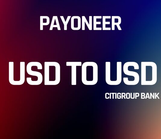 Payoneer USD to USD Citigroup Bank